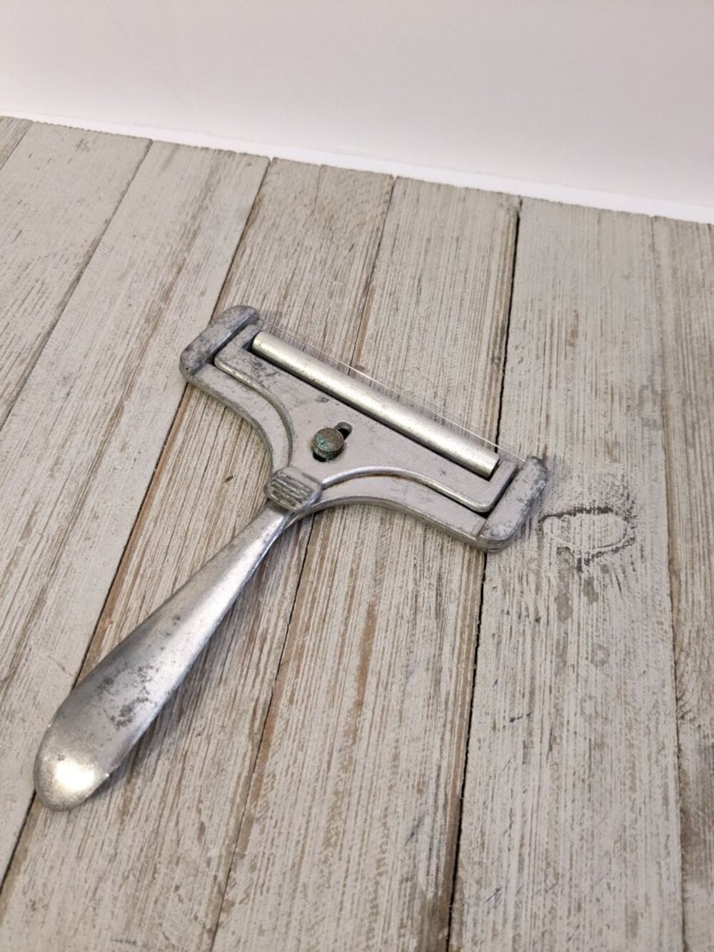 Vintage Wire Cheese Cutter Slicer  6" Unbranded Adjustable Roller #4